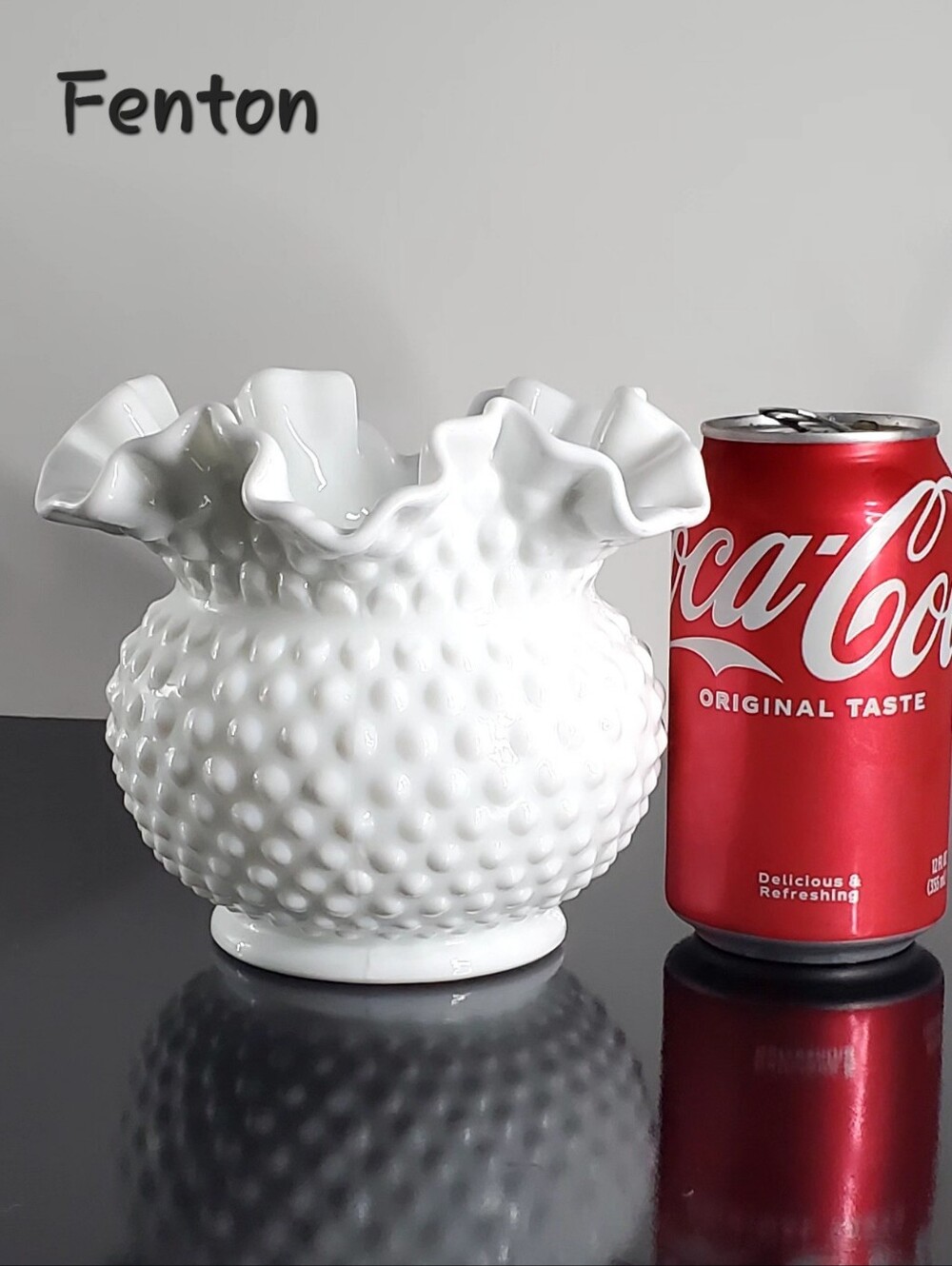 Fenton Large White Hobnail Ruffled Milk Glass Rose 🌹 Bowl Vase